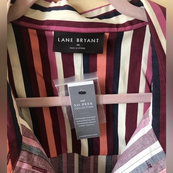 Lane Bryant Classic Long sleeve button front blouse size 24 fairyland stripe - Picture 3 of 5